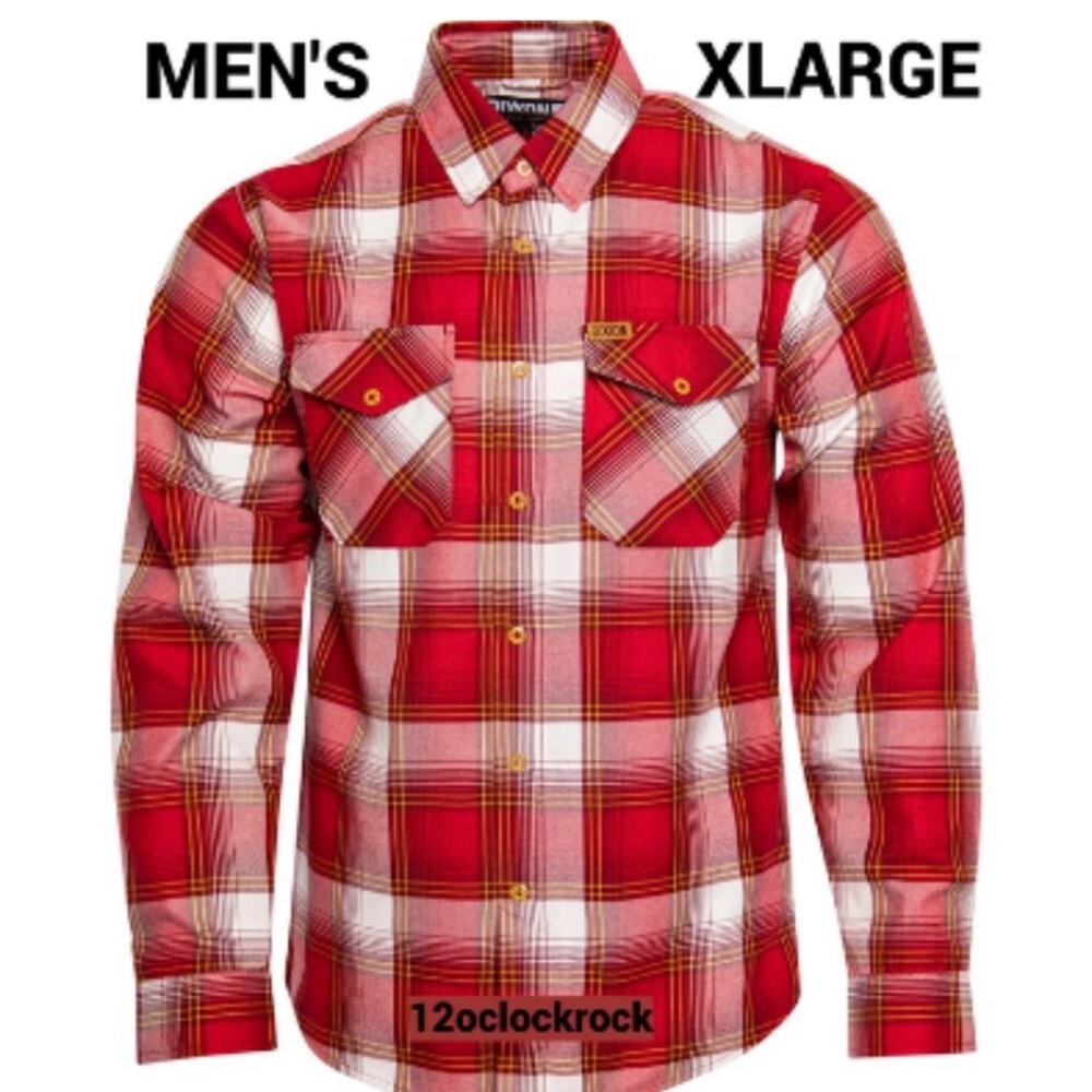 DIXXON Red Yellow and White Plaid Button-Down Shirt